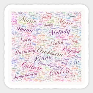 Melody Music Orchestra Silhouette Shape Text Word Cloud Sticker